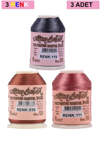 3 Adet Altınbaşak Oya ve Dantel İpi 20 gr - Royaleks - No: 938 - 111 - 119 ürün görseli 1