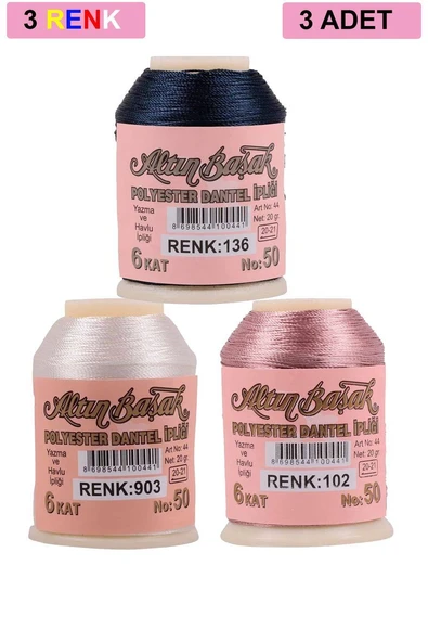 3 Adet Altınbaşak Oya ve Dantel İpi 20 gr - Royaleks - No: 903 - 102 - 136 ürün görseli 1