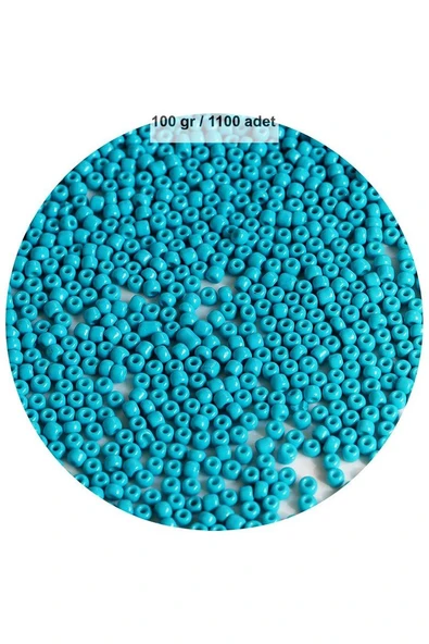 Turquaz Mavi Renk 4 mm Yaklaşık 1100 adet / 100 gram Cam Boncuk Oya Yazma Bileklik ve Kolye ürün görseli 1