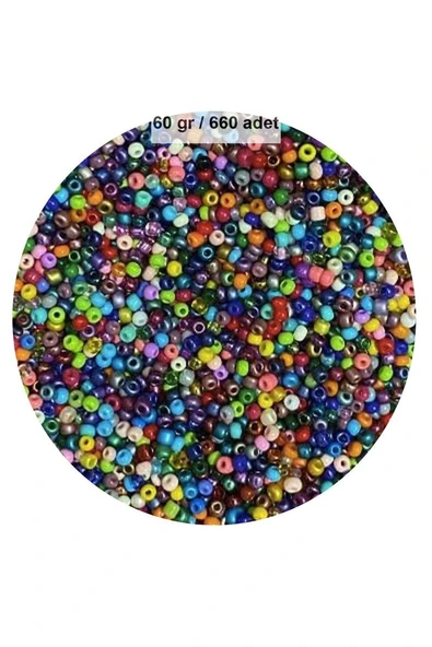 Karışık Renk 4 mm Yaklaşık 660 adet / 60 gram Cam Boncuk Oya Yazma Bileklik ve Kolye ürün görseli 1