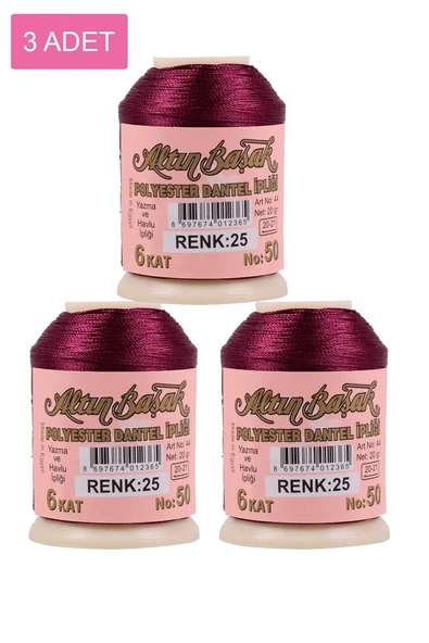 3 Adet Altınbaşak Oya ve Dantel İpi 20 gr - Royaleks - No: 025 ürün görseli 1