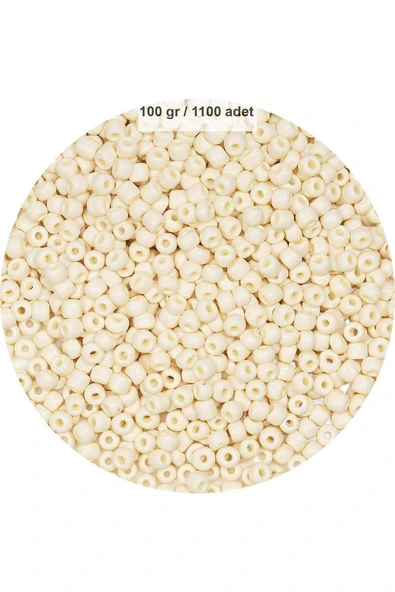 Beyaz Renk 4 mm Yaklaşık 1100 adet / 100 gram Cam Boncuk Oya Yazma Bileklik ve Kolye ürün görseli 1