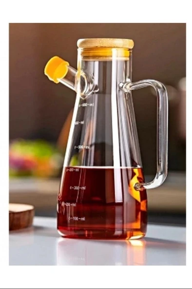 Salkım 900 Ml Bambu Kapaklı Cam Yağdanlık Royaleks-CLKN-1800 ürün görseli 1