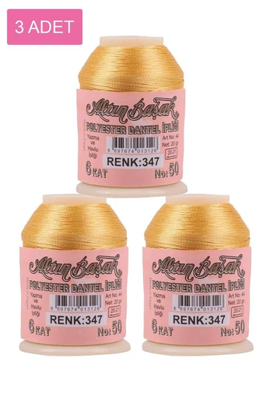 3 Adet Altınbaşak Oya ve Dantel İpi 20 gr - Royaleks - No: 347 ürün görseli 1