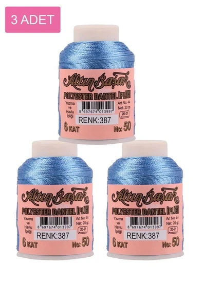 3 Adet Altınbaşak Oya ve Dantel İpi 20 gr - Royaleks - No: 387 ürün görseli 1