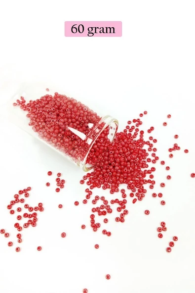 Dökme Cam Kum Boncuk (11/0) 2 mm - 60 Gram -  Kırmızı - BNC039 ürün görseli 1