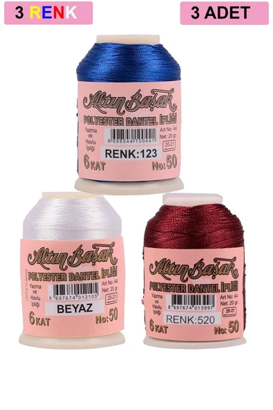 3 Adet Altınbaşak Oya ve Dantel İpi 20 gr - Royaleks - No: BEYAZ - 520 - 123 ürün görseli 1