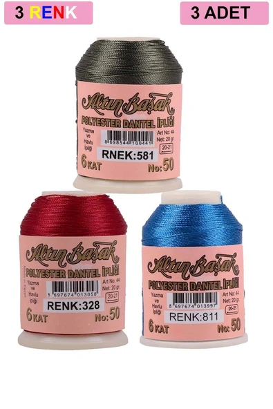 3 Adet Altınbaşak Oya ve Dantel İpi 20 gr - Royaleks - No: 328 - 811 - 581 ürün görseli 1