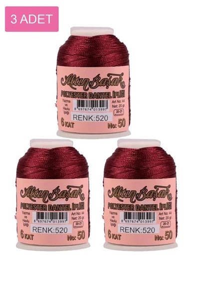 3 Adet Altınbaşak Oya ve Dantel İpi 20 gr - Royaleks - No: 520 ürün görseli 1