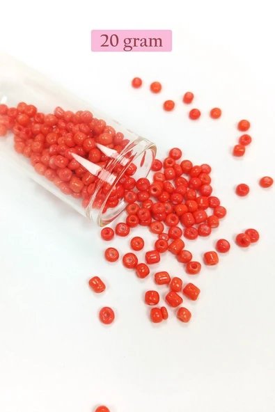 Dökme Cam Kum Boncuk Büyük Boy (6/0) 4 mm - 20 Gram - Turuncu - BNC101 ürün görseli 1