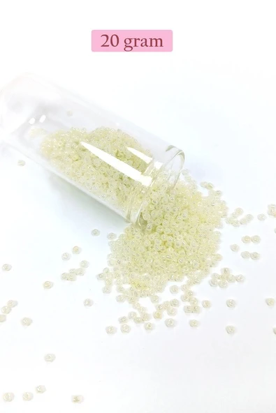 Dökme Cam Kum Boncuk (11/0) 2 mm - 20 Gram -  Krem - BNC012 ürün görseli 1