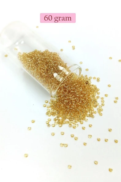Dökme Cam Kum Boncuk (11/0) 2 mm - 60 Gram -  Şeffaf Bal Rengi - BNC068 ürün görseli 1
