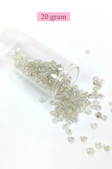Dökme Cam Kum Boncuk Büyük Boy (6/0) 4 mm - 20 Gram - Şeffaf - BNC086 ürün görseli 1