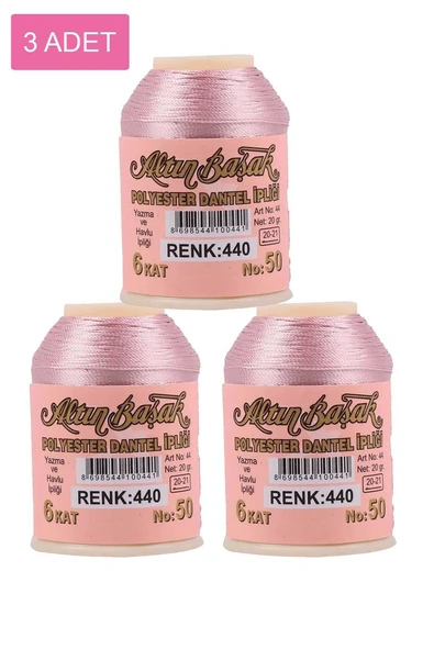 3 Adet Altınbaşak Oya ve Dantel İpi 20 gr - Royaleks - No: 440 ürün görseli 1
