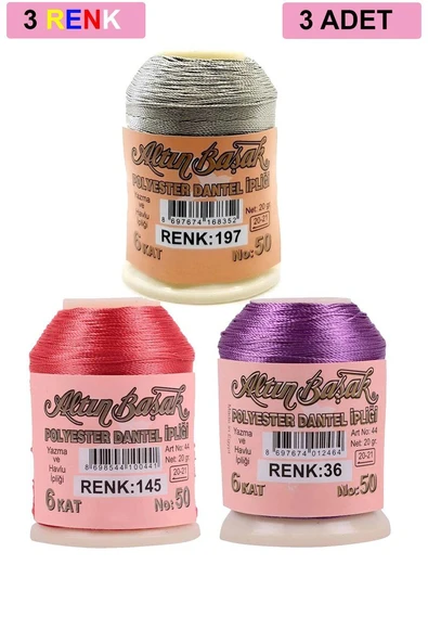 3 Adet Altınbaşak Oya ve Dantel İpi 20 gr - Royaleks - No: 145 - 036 - 197 ürün görseli 1