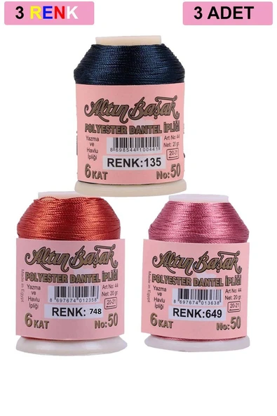 3 Adet Altınbaşak Oya ve Dantel İpi 20 gr - Royaleks - No: 748 - 649 - 135 ürün görseli 1