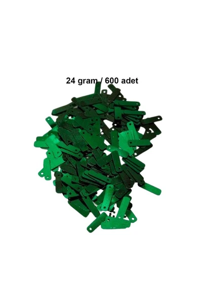 Koyu Yeşil 15 x 5 mm Dantel Oya Yazma Halhal Abiye Lazer Kesim Pul 600 adet / 24 gram ürün görseli 1