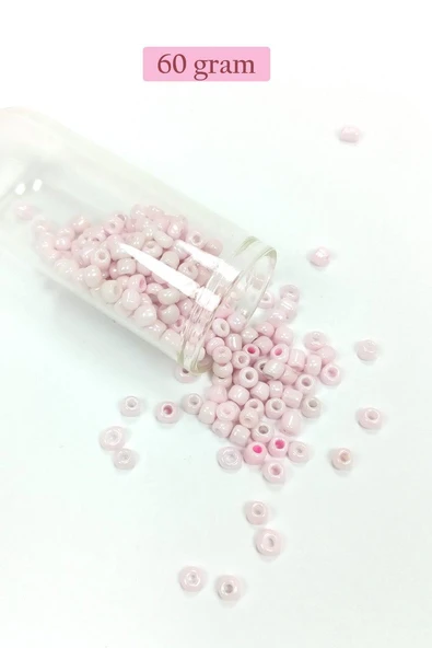 Dökme Cam Kum Boncuk Büyük Boy (6/0) 4 mm - 60 Gram - Toz Pembe - BNC113 ürün görseli 1