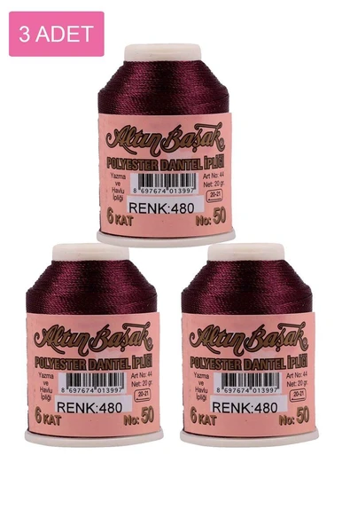 3 Adet Altınbaşak Oya ve Dantel İpi 20 gr - Royaleks - No: 480 ürün görseli 1