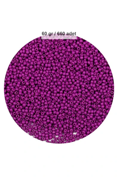 Fuşya Renk 4 mm Yaklaşık 660 adet / 60 gram Cam Boncuk Oya Yazma Bileklik ve Kolye ürün görseli 1