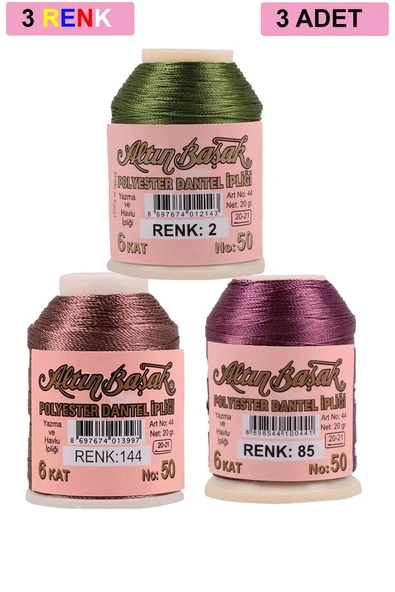 3 Adet Altınbaşak Oya ve Dantel İpi 20 gr - Royaleks - No: 144 - 085 - 002 ürün görseli 1