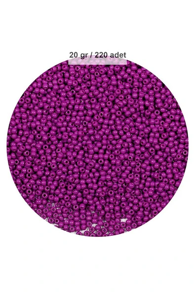 Fuşya Renk 4 mm Yaklaşık 220 adet/20 gram Cam Boncuk Oya Yazma Bileklik ve Kolye ürün görseli 1