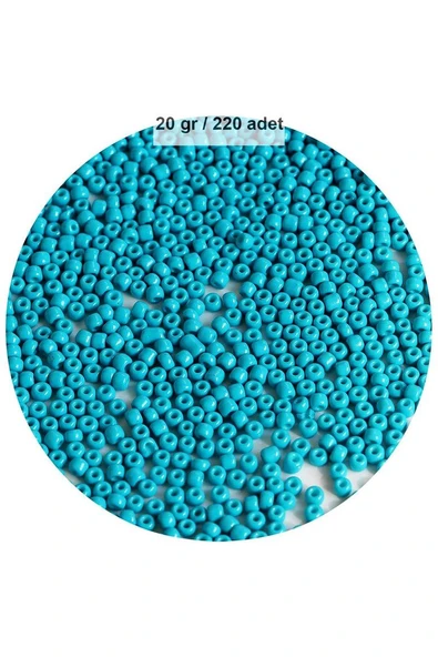 Turquaz Mavi Renk 4 mm Yaklaşık 220 adet/20 gram Cam Boncuk Oya Yazma Bileklik ve Kolye ürün görseli 1