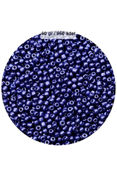 Lacivert Renk 4 mm Yaklaşık 660 adet / 60 gram Cam Boncuk Oya Yazma Bileklik ve Kolye ürün görseli 1