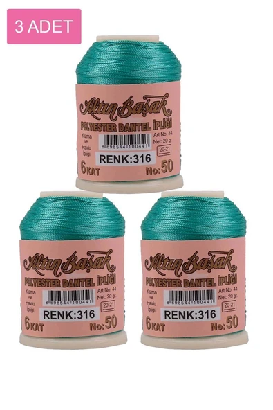 3 Adet Altınbaşak Oya ve Dantel İpi 20 gr - Royaleks - No: 316 ürün görseli 1