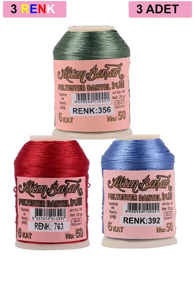 3 Adet Altınbaşak Oya ve Dantel İpi 20 gr - Royaleks - No: 763 - 392 - 356 ürün görseli 1