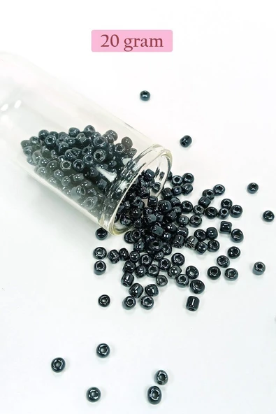Dökme Cam Kum Boncuk Büyük Boy (6/0) 4 mm - 20 Gram - Siyah - BNC084 ürün görseli 1