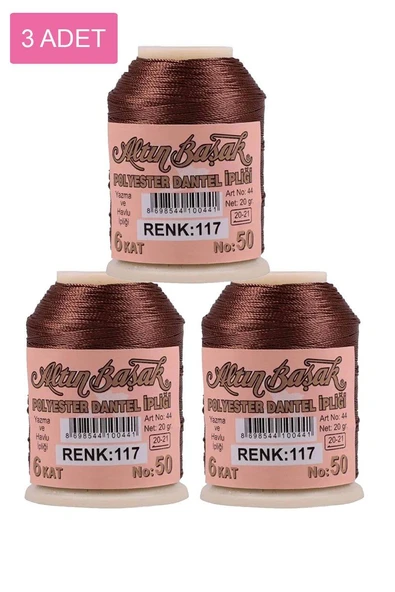 3 Adet Altınbaşak Oya ve Dantel İpi 20 gr - Royaleks - No: 117 ürün görseli 1
