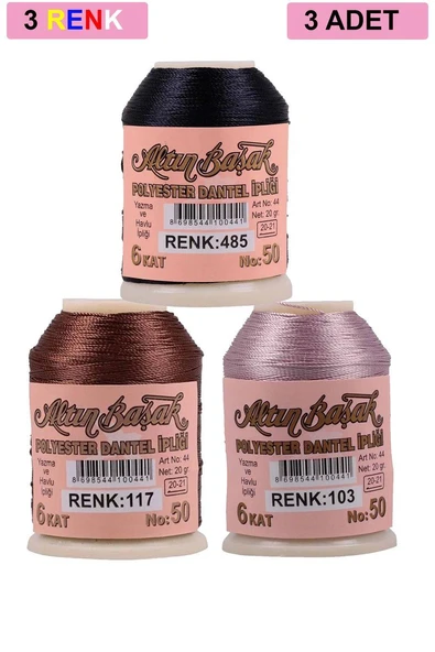 3 Adet Altınbaşak Oya ve Dantel İpi 20 gr - Royaleks - No: 117 - 103 - 485 ürün görseli 1