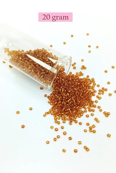 Dökme Cam Kum Boncuk (11/0) 2 mm - 20 Gram -  Koyu Bal Rengi - BNC035 ürün görseli 1