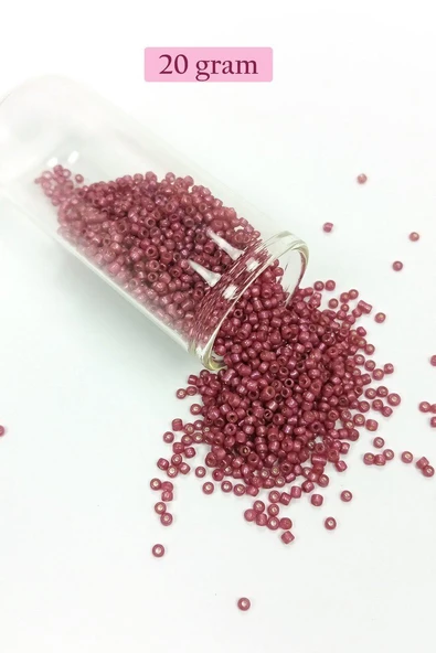 Dökme Cam Kum Boncuk (11/0) 2 mm - 20 Gram -  Koyu Pembe - BNC011 ürün görseli 1