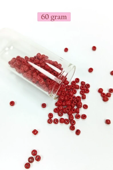Dökme Cam Kum Boncuk Büyük Boy (6/0) 4 mm - 60 Gram - Koyu Kırmızı - BNC110 ürün görseli 1