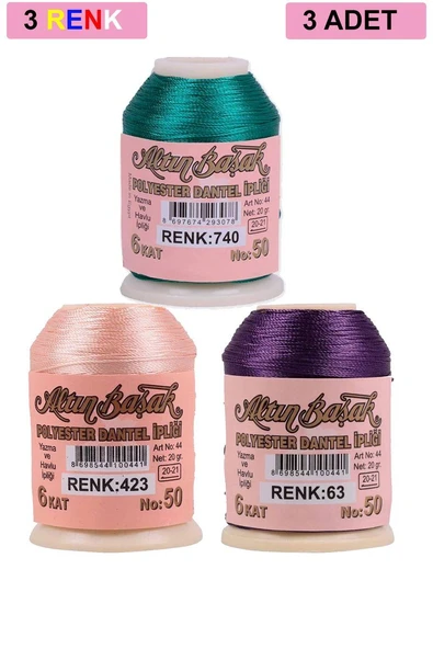3 Adet Altınbaşak Oya ve Dantel İpi 20 gr - Royaleks - No: 423 - 063 - 740 ürün görseli 1