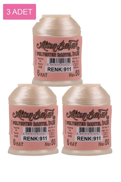 3 Adet Altınbaşak Oya ve Dantel İpi 20 gr - Royaleks - No: 911 ürün görseli 1