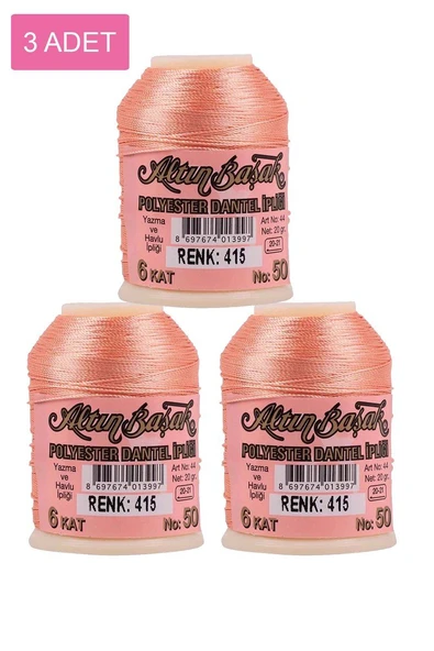 3 Adet Altınbaşak Oya ve Dantel İpi 20 gr - Royaleks - No: 415 ürün görseli 1