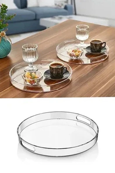 Yuvarlak Tepsi Füme Şeffaf Royaleks-82930 ürün görseli 1