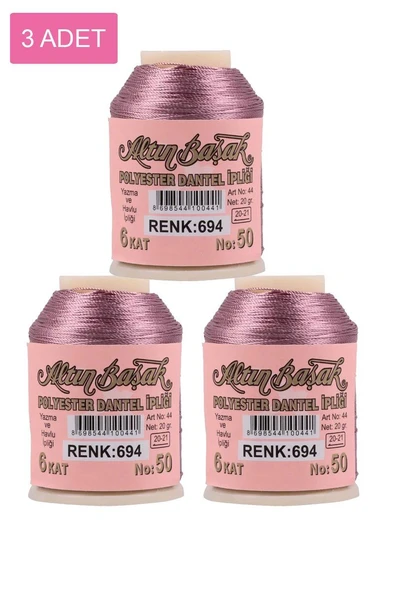 3 Adet Altınbaşak Oya ve Dantel İpi 20 gr - Royaleks - No: 694 ürün görseli 1