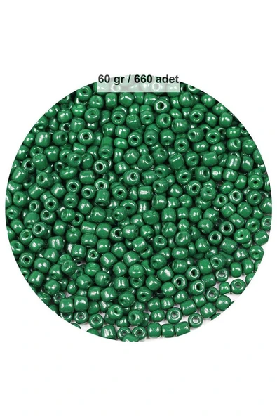Koyu Yeşil Renk 4 mm Yaklaşık 660 adet / 60 gram Cam Boncuk Oya Yazma Bileklik ve Kolye ürün görseli 1