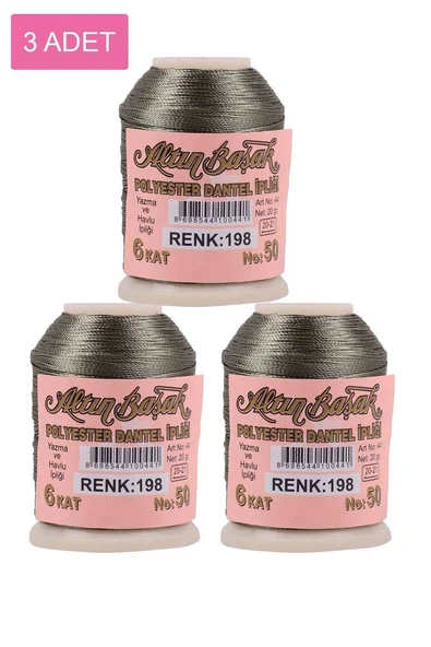 3 Adet Altınbaşak Oya ve Dantel İpi 20 gr - Royaleks - No: 198 ürün görseli 1