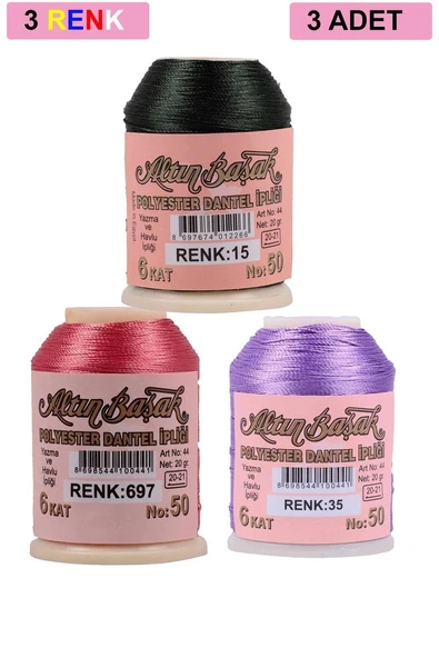 3 Adet Altınbaşak Oya ve Dantel İpi 20 gr - Royaleks - No: 697 - 035 - 015 ürün görseli 1
