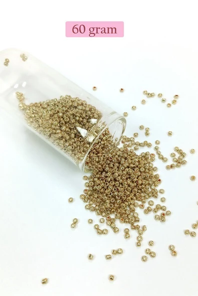 Dökme Cam Kum Boncuk (11/0) 2 mm - 60 Gram -  Altın - BNC059 ürün görseli 1
