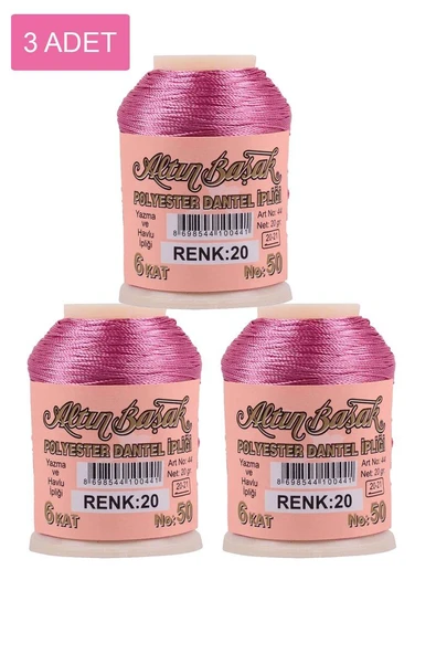 3 Adet Altınbaşak Oya ve Dantel İpi 20 gr - Royaleks - No: 020 ürün görseli 1