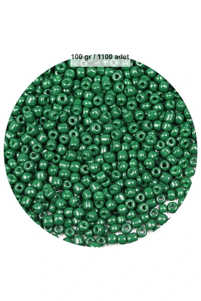 Koyu Yeşil Renk 4 mm Yaklaşık 1100 adet / 100 gram Cam Boncuk Oya Yazma Bileklik ve Kolye ürün görseli 1