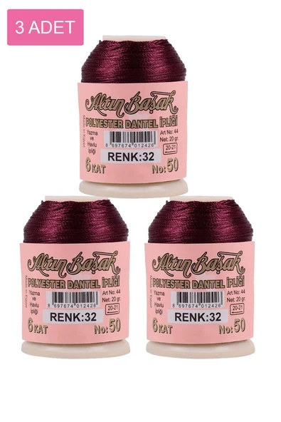 3 Adet Altınbaşak Oya ve Dantel İpi 20 gr - Royaleks - No: 032 ürün görseli 1