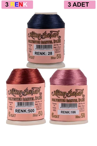 3 Adet Altınbaşak Oya ve Dantel İpi 20 gr - Royaleks - No: 500 - 186 - 028 ürün görseli 1