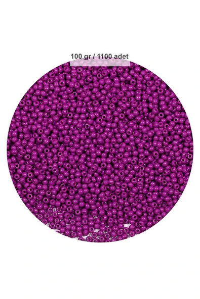 Fuşya Renk 4 mm Yaklaşık 1100 adet / 100 gram Cam Boncuk Oya Yazma Bileklik ve Kolye ürün görseli 1